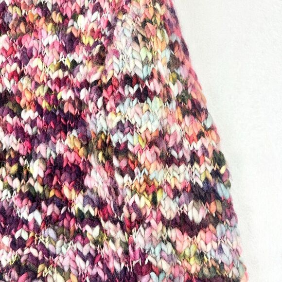 Vintage Handmade Chunky Knit Wool Rainbow Sweater Size Medium Boho Grandma - Picture 3 of 5